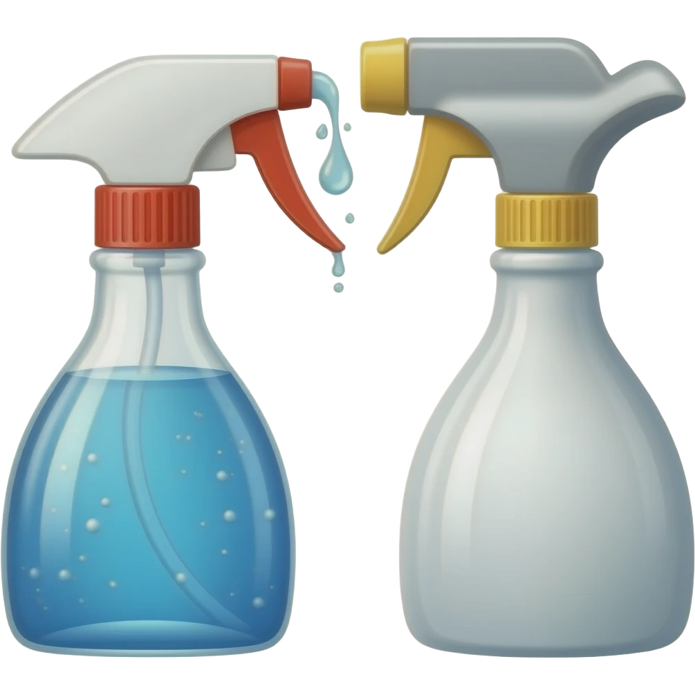 spray bottle with trigger and liquid spewing out emoji