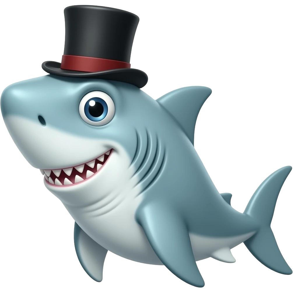 Shark with a top hat emoji