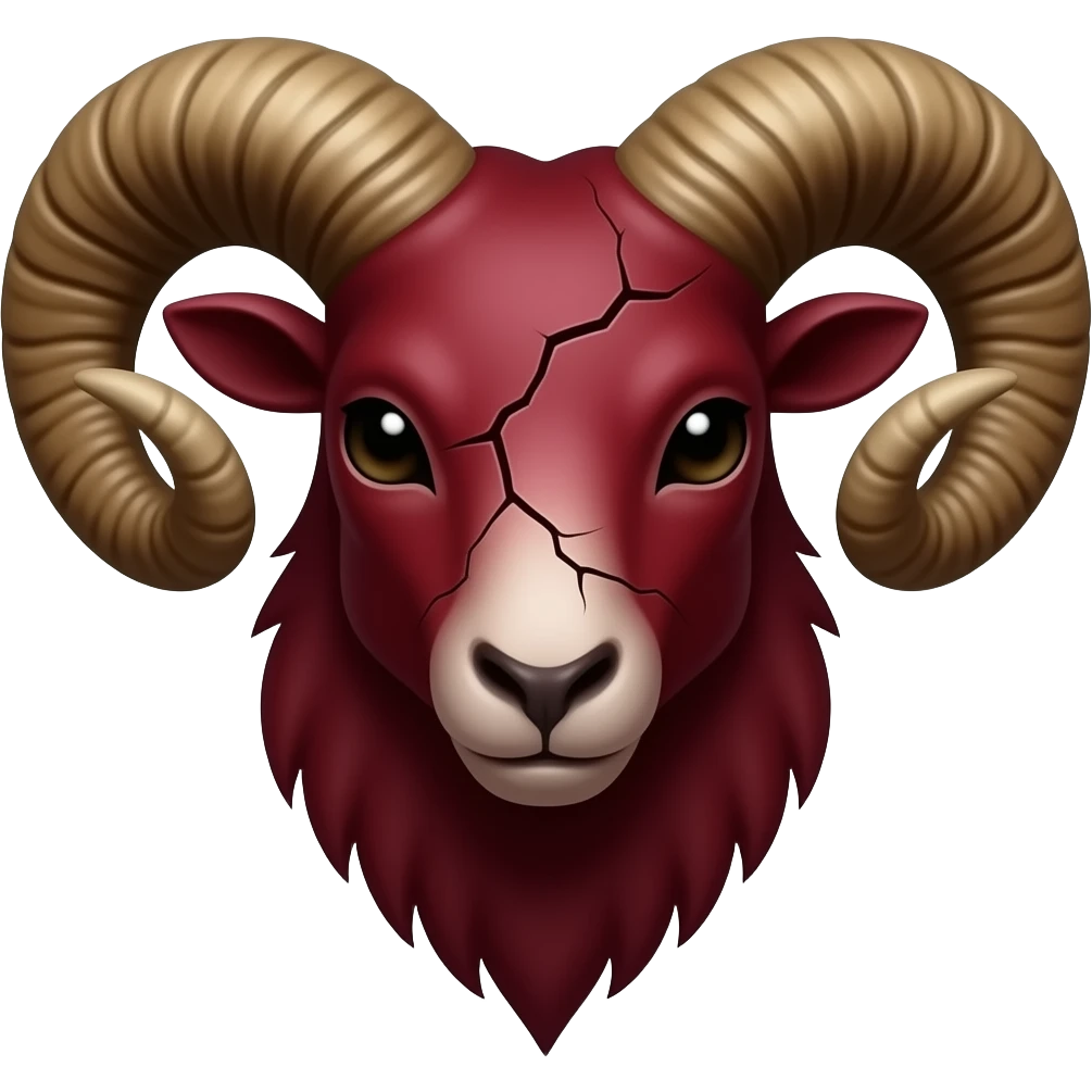 «Голова барана, тёмно-красный, трещины, эмодзи» emoji
