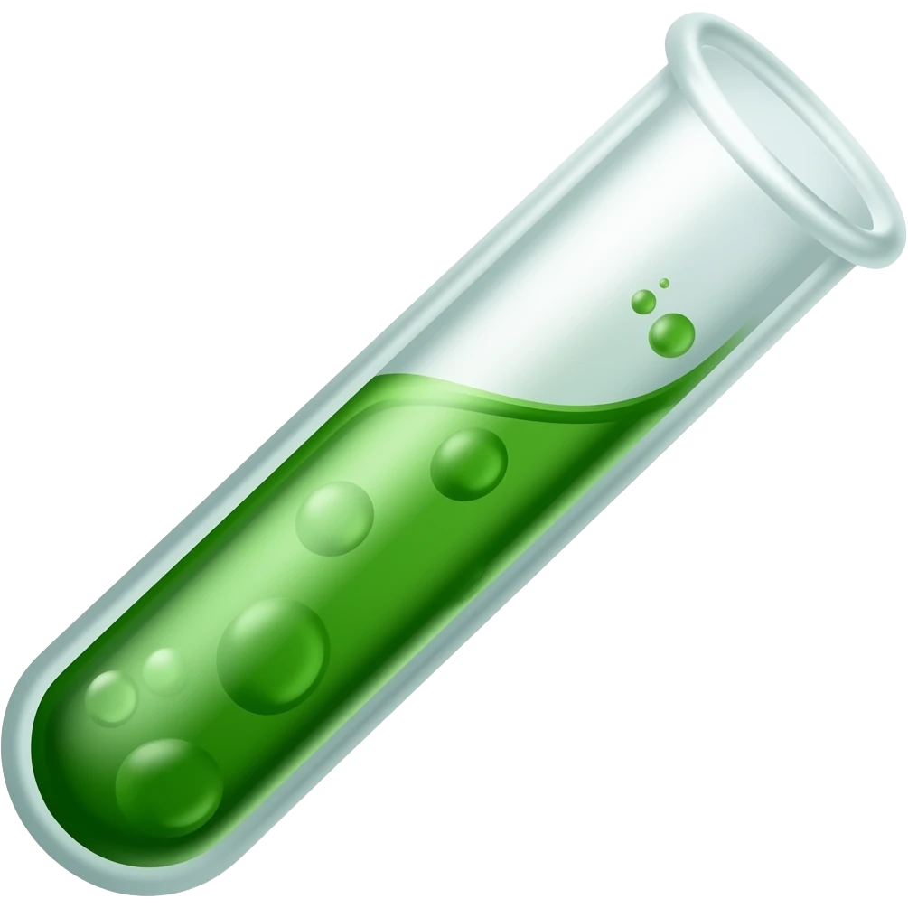 The test tube for analysis is triangular green liquid (inside the liquid is wavy with bubbles) emoji