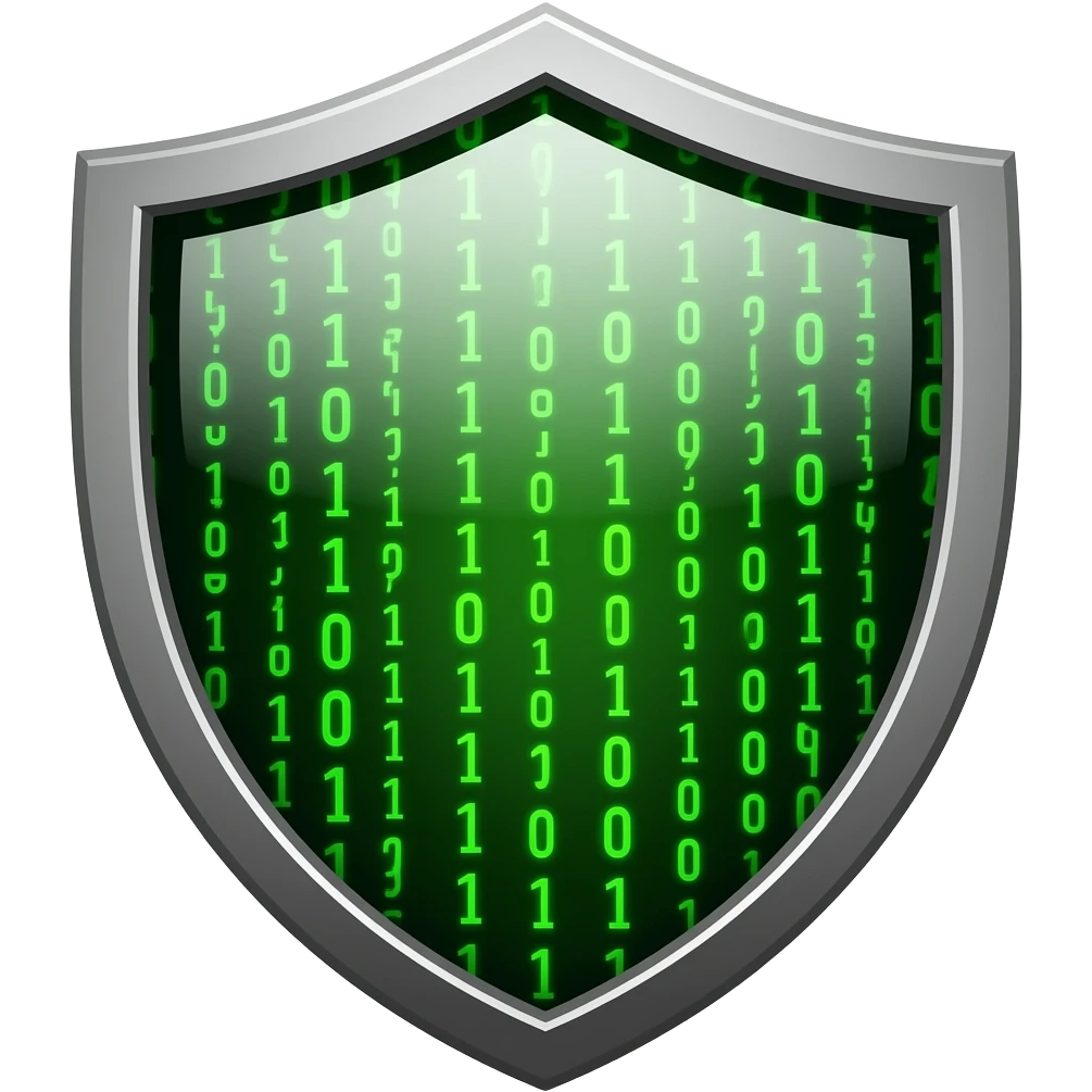 a shield like this but with computer code matrix style in it emoji