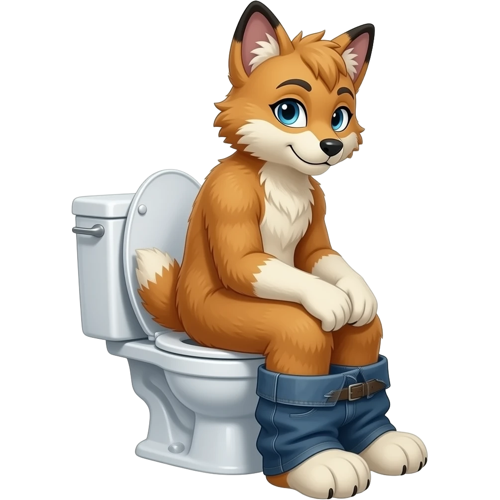 fursuit sitting on toilet, side view emoji