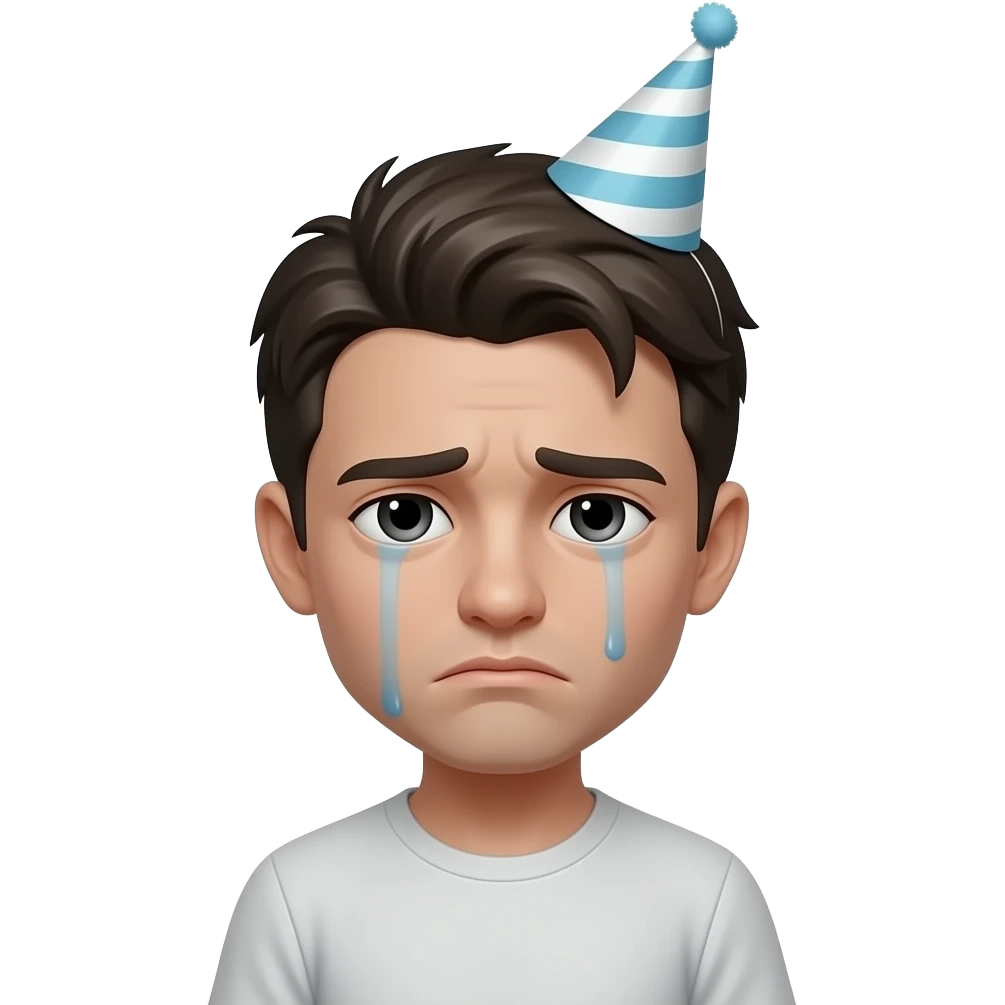 یه آدم ناراحت بی حال و کلاه تولد emoji
