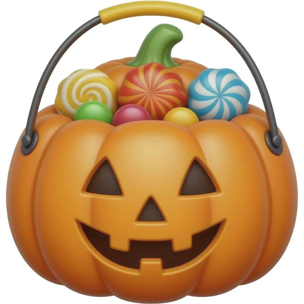 plastic Pumpkin bucket with candies plastic pumpkin bucket without candies emoji