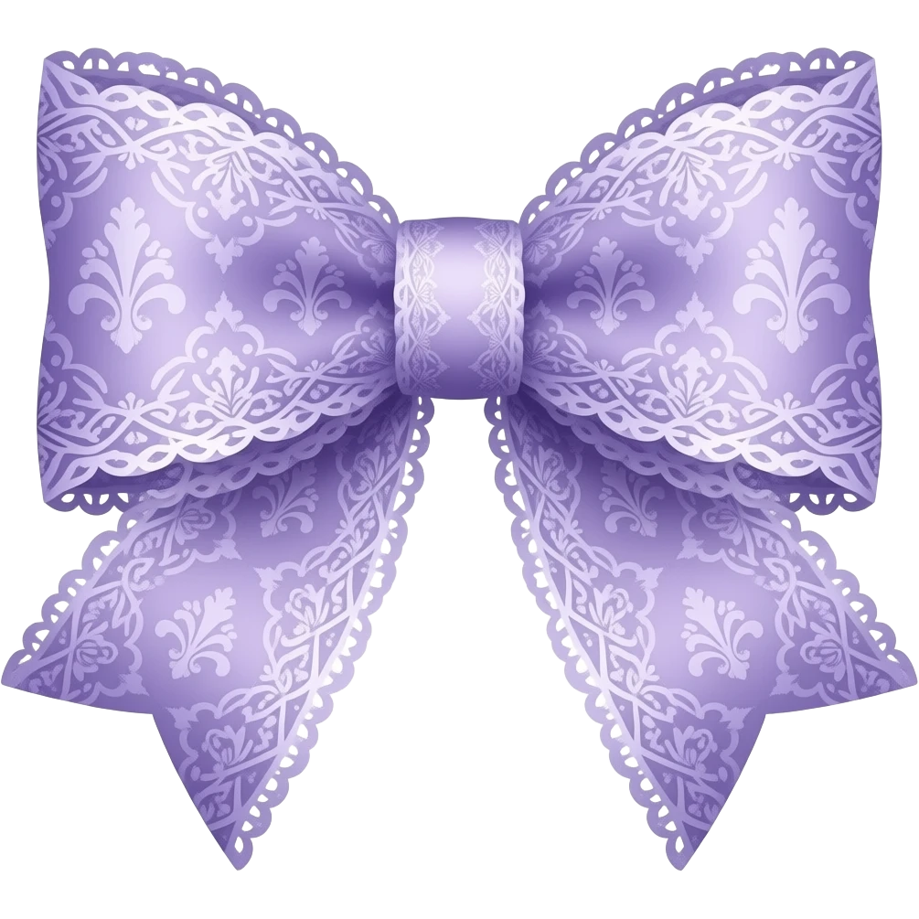 margenta ombre light purple  with  iris rococo style pattern on bow lace coquette bow emoji