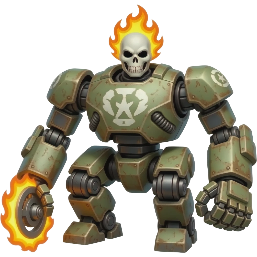 The marvel character Ghost Rider on a war robots frontiers robot as the pilot emoji