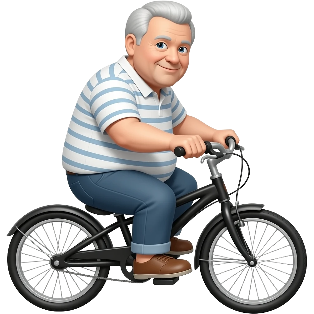 Fat old man riding black tricycle emoji