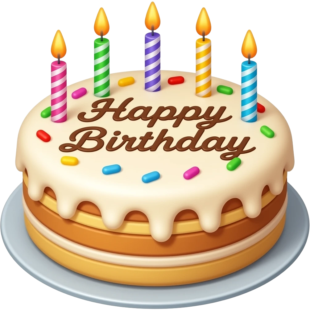 Happy Birthday with cake emoji
