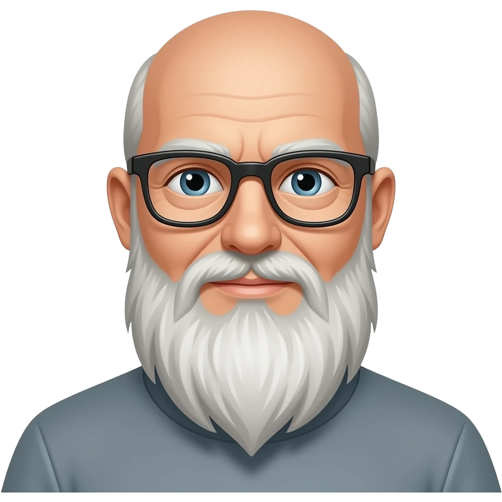 Bald man with long beard and glasses emoji