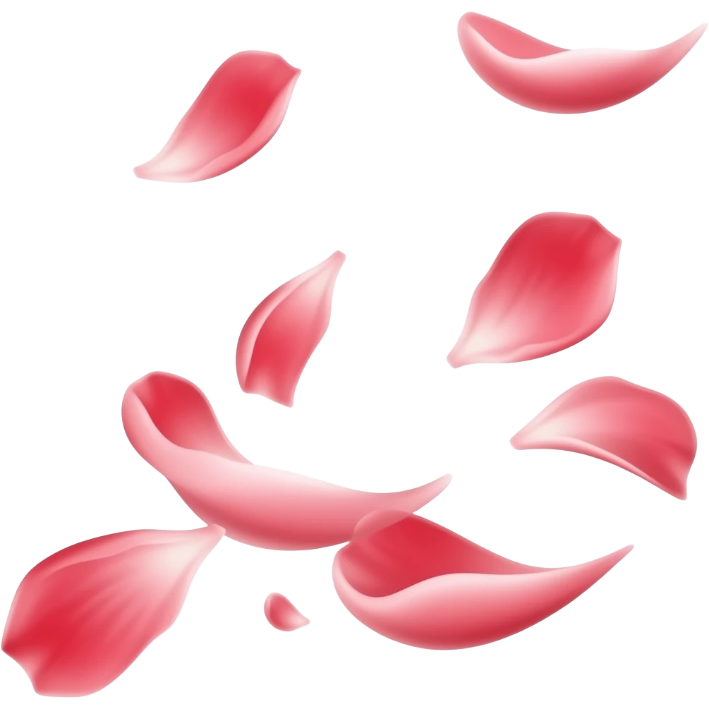 few falling petals, deep red emoji