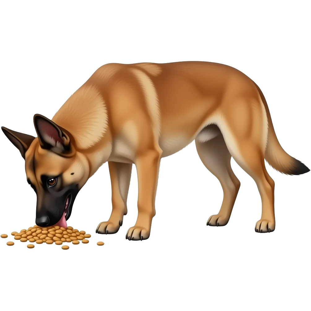 malinois dog eating granuls emoji