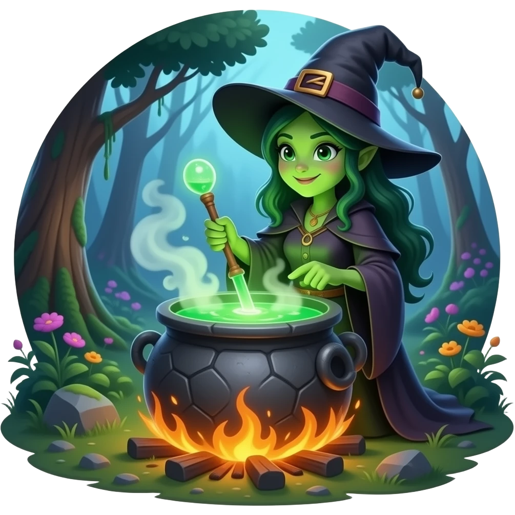 green witch cooking potion emoji