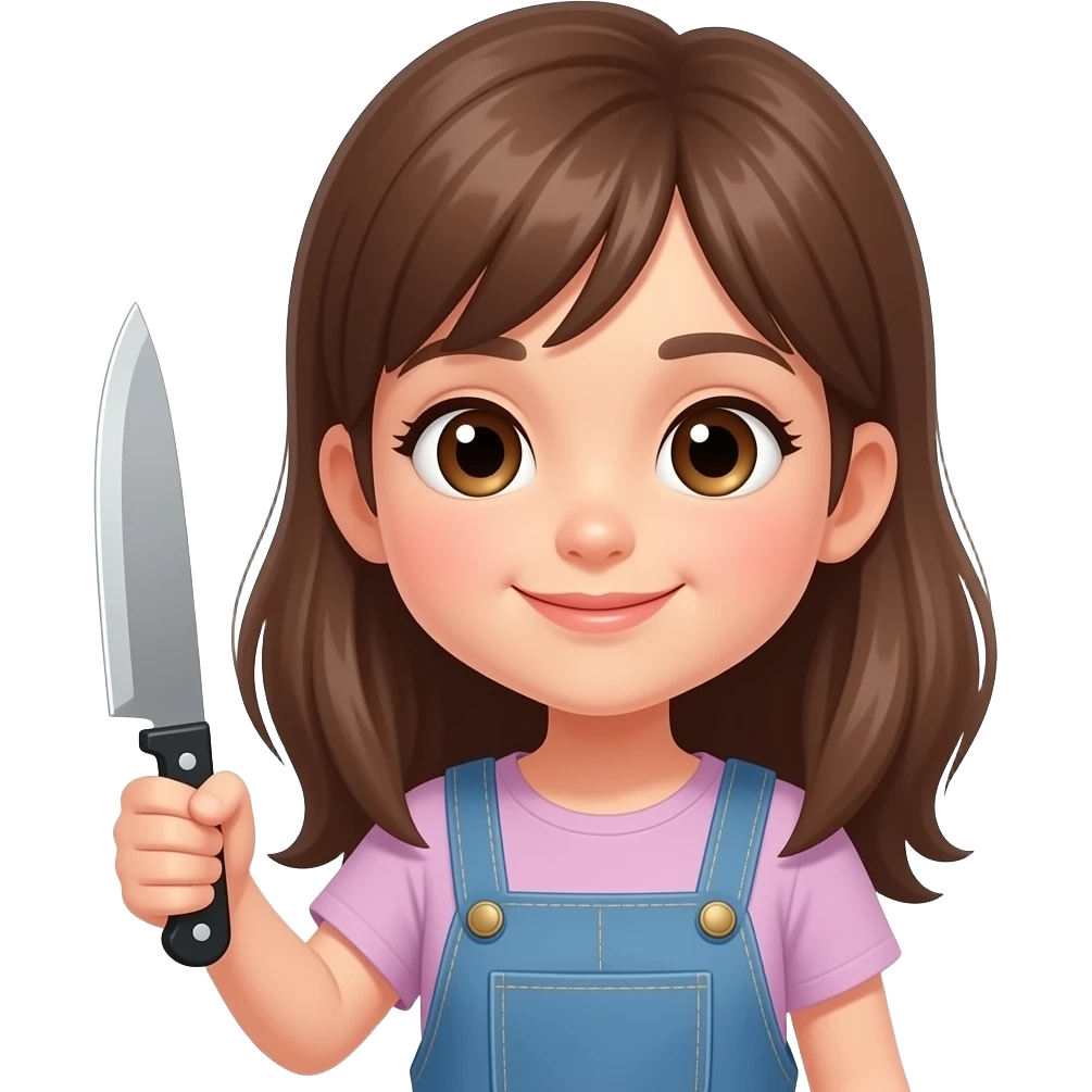 A cute girl is holding a knife. emoji