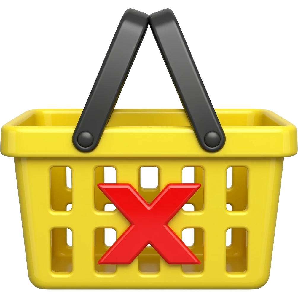 yellow shopping basket with a red x on it emoji