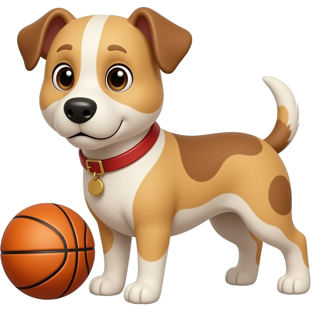 Ein hund mit einem baskeball emoji