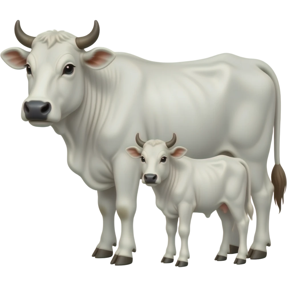 white zebu cow with calf emoji