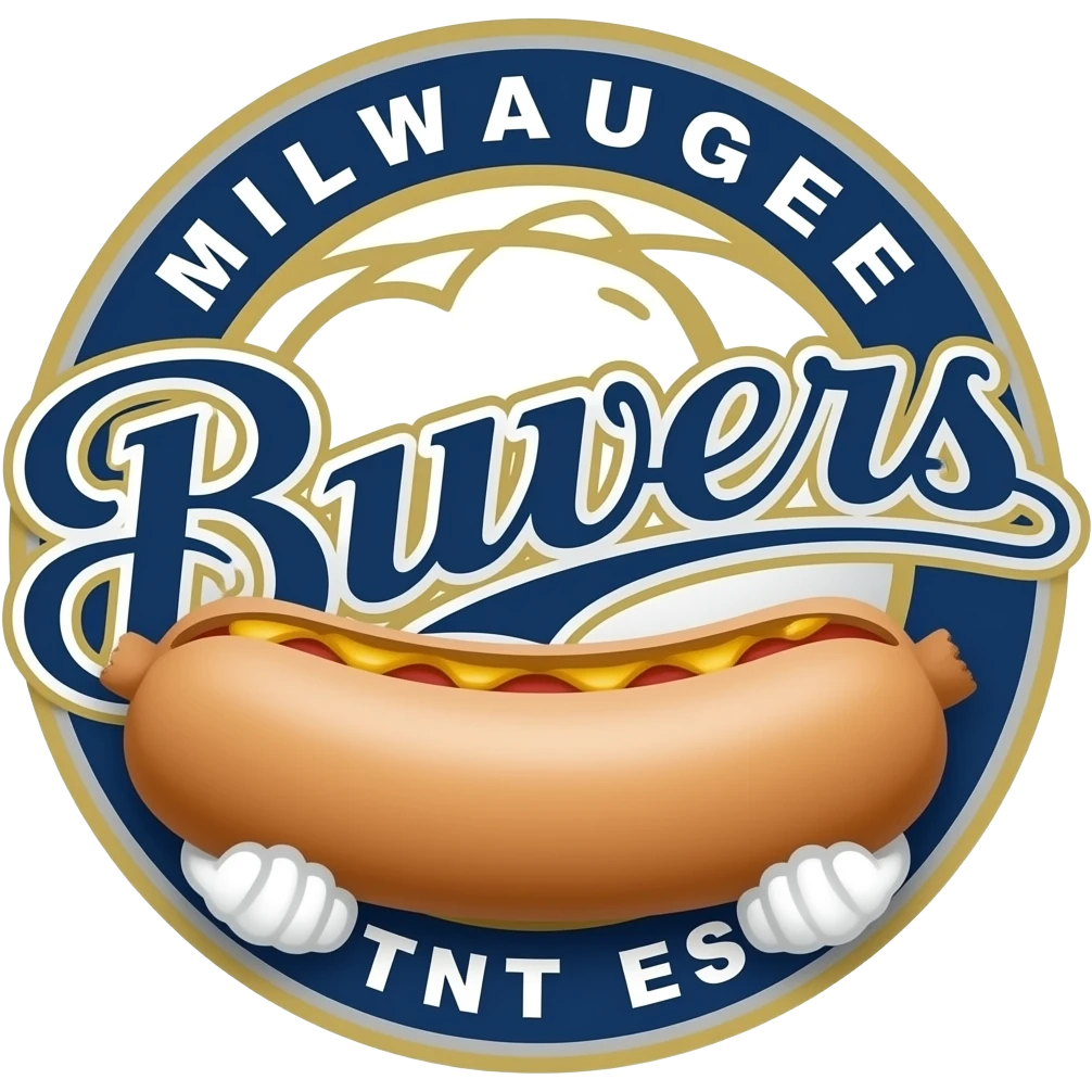 Milwaukee Brewers logo with sausage mascot emoji