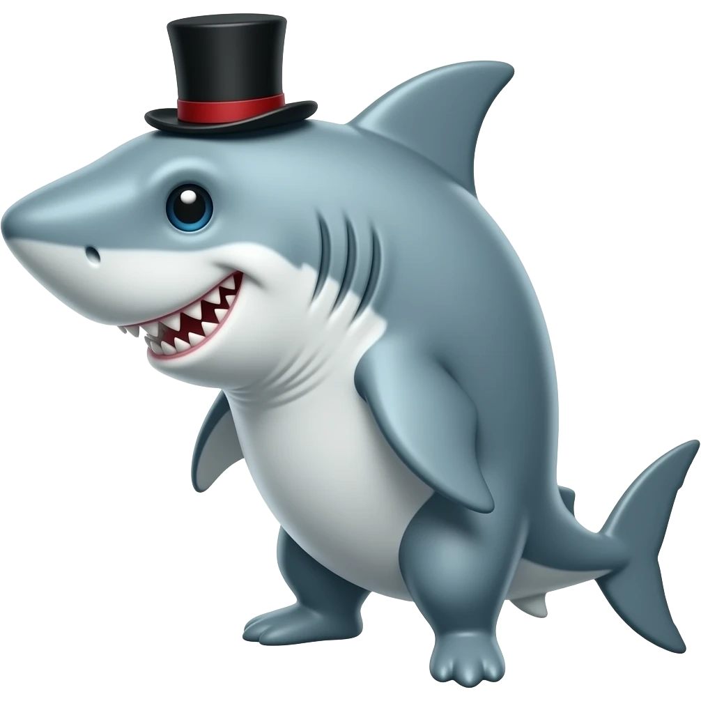 Shark with a top hat emoji