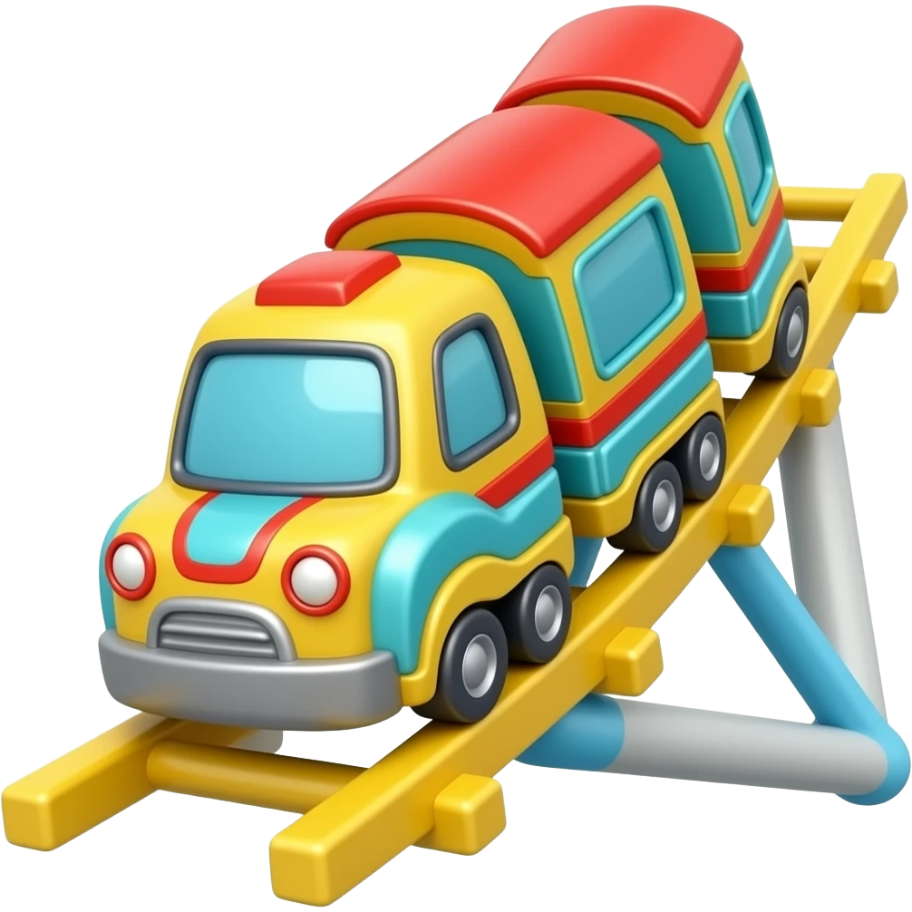 cartoon style, less detailed, toy like roller coaster car emoji