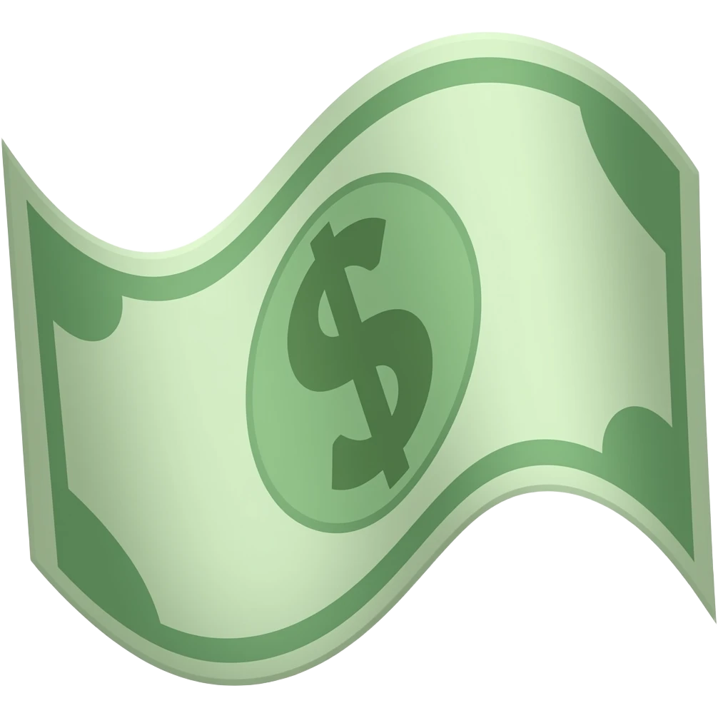 The dollar is light green in color emoji