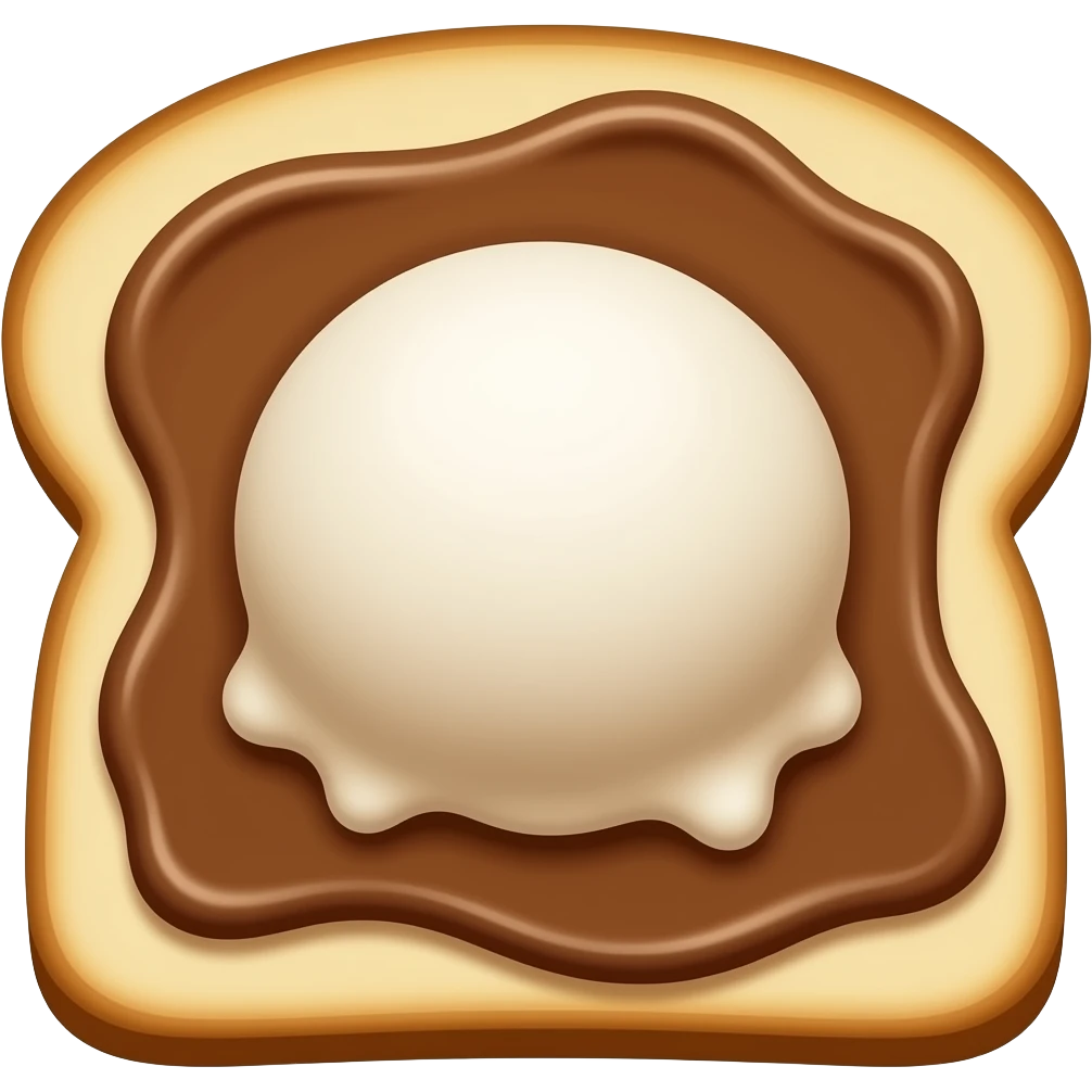 nutella erdnussbutter und eis im toastbrot emoji