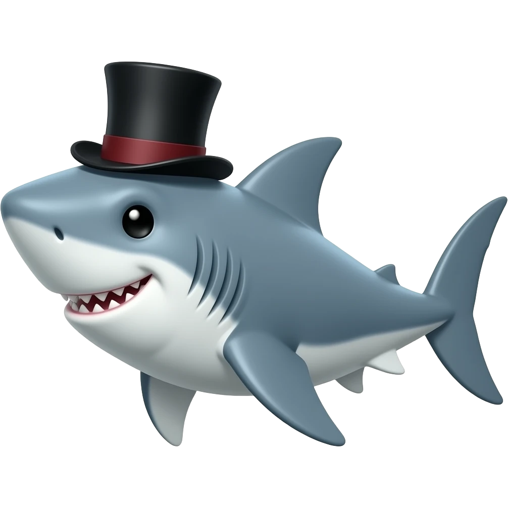 Shark with a top hat emoji