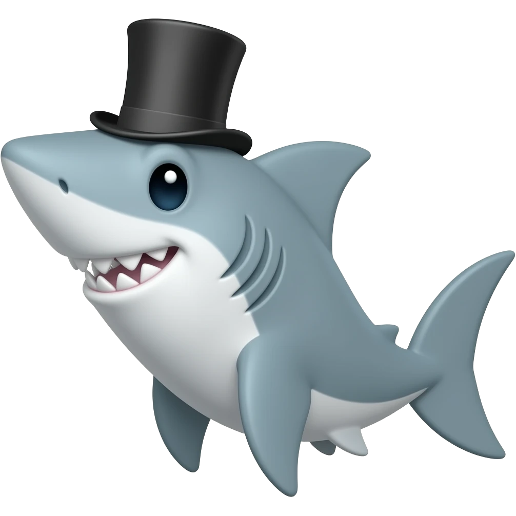 Shark with a top hat emoji