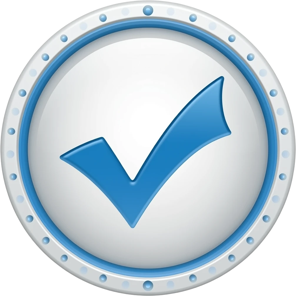 Tick mark ✅ In all blue with circular edge and points on circular edge emoji