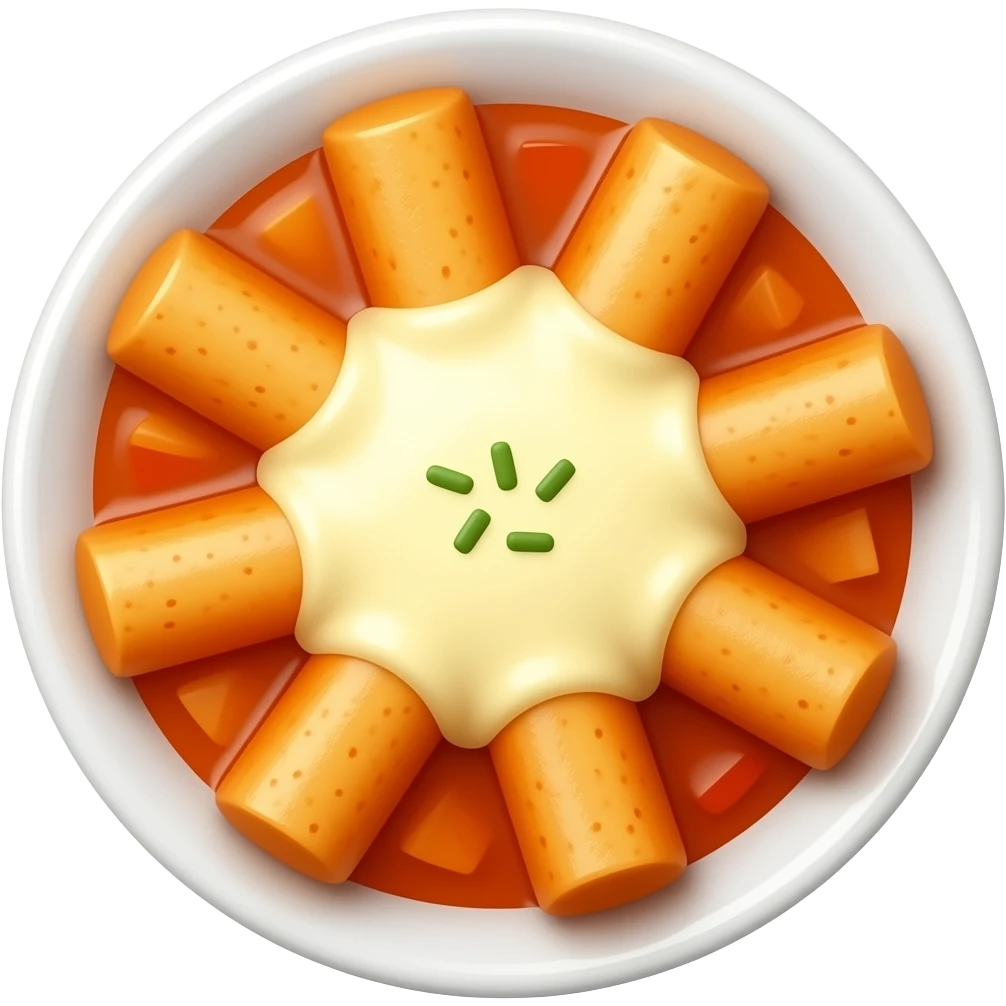 tteokbokki with melted mozzarella cheese emoji