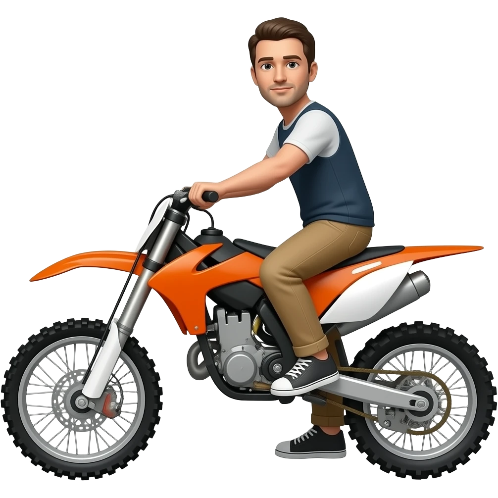 Person wheeling orange dirt bike emoji