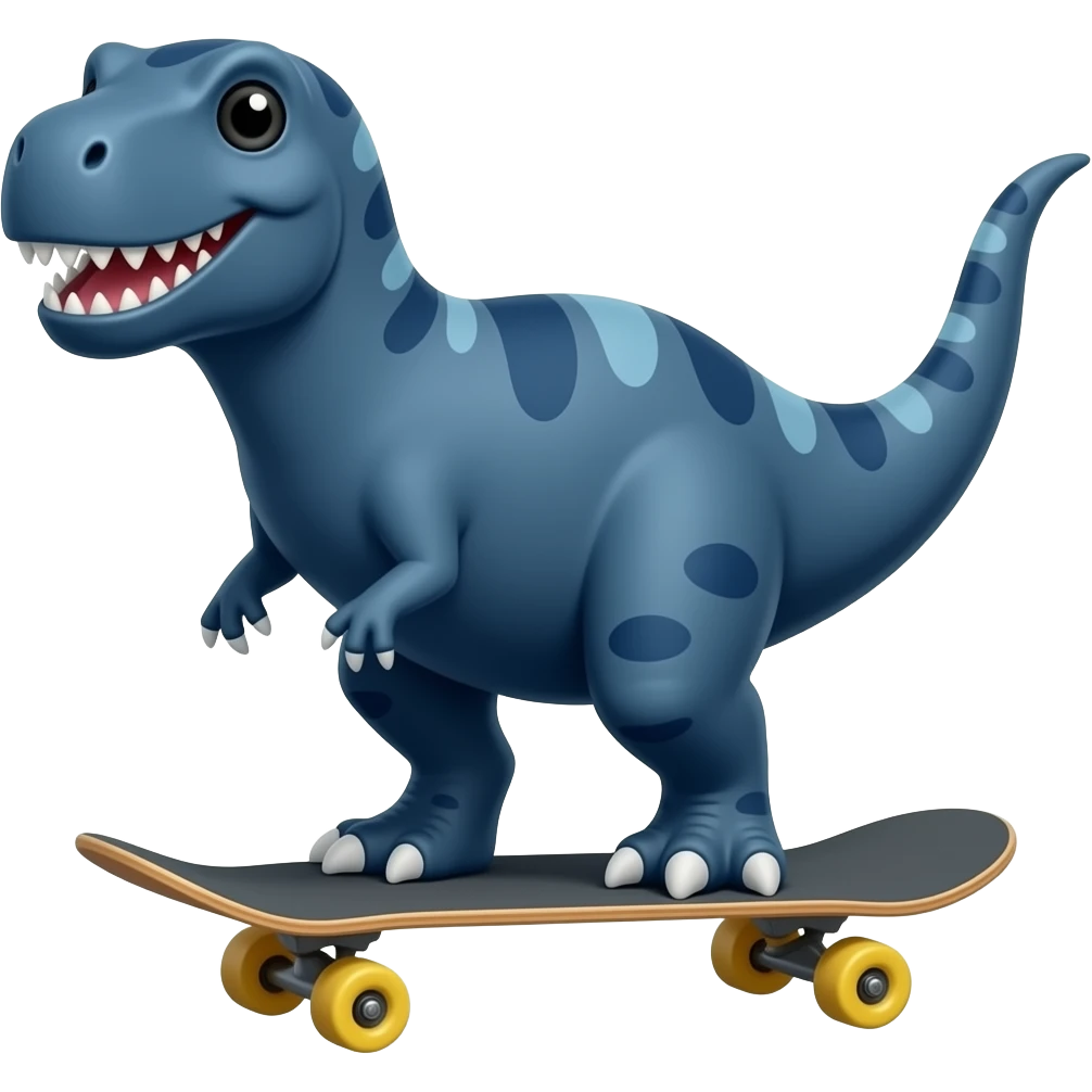 Dark blue dinosaur on a skateboard emoji