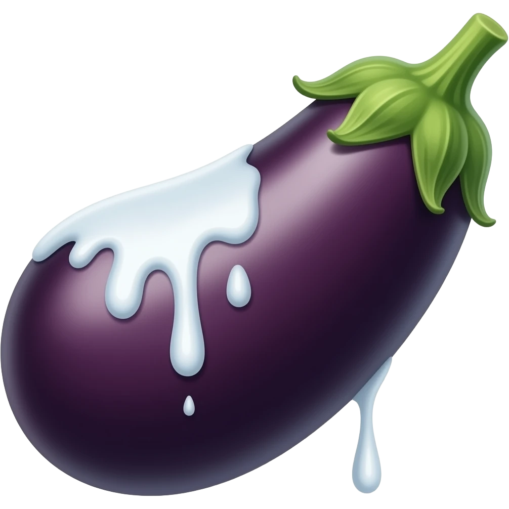 🍆  milk leaking on emoji