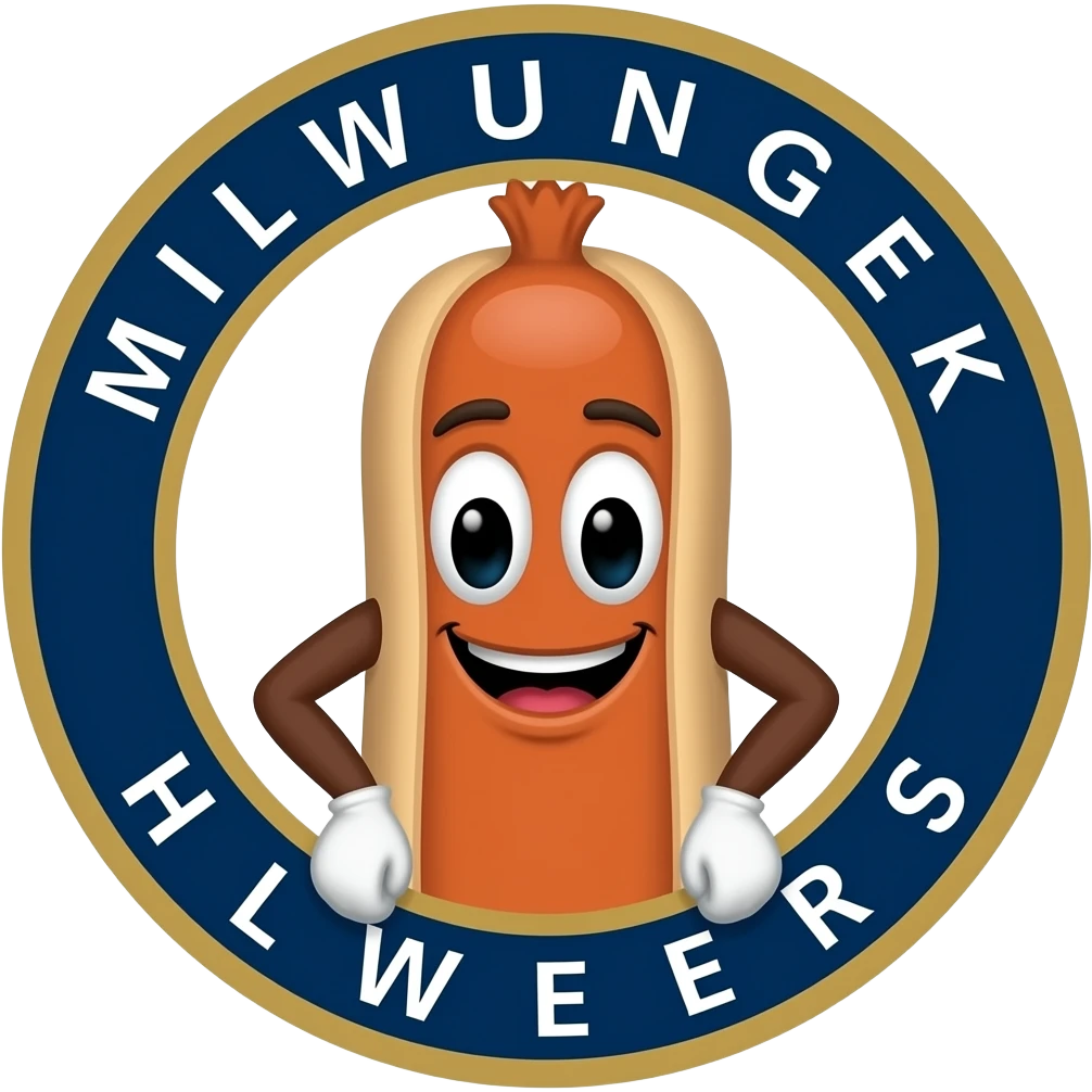 Milwaukee Brewers logo with sausage mascot emoji