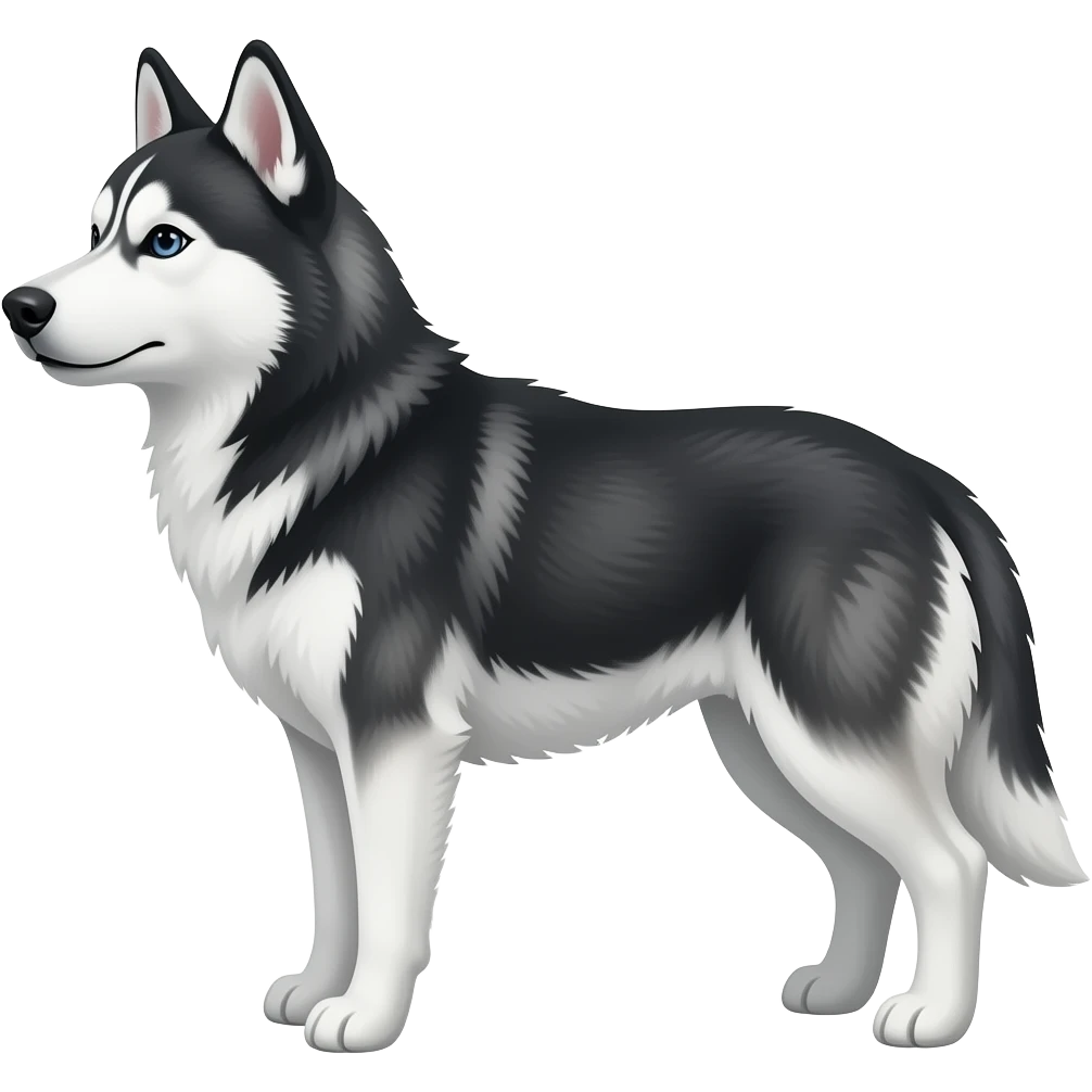 Create a emoji of a Siberian Husky with whole body and whole body facing on the side emoji