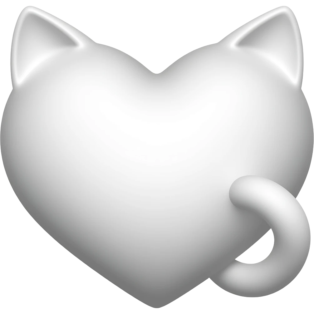 Um coração branco com orelhas de gato Rabo de Gato branca sem o rosto do gato emoji