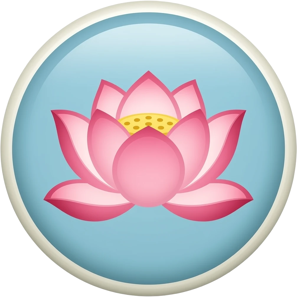 lotus flower flat in a round circle with deminsions wall art emoji