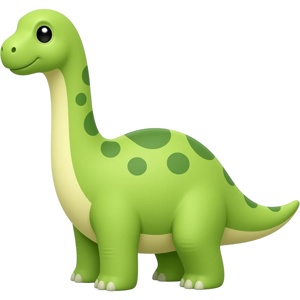 Cute lime green brachiosaurus, black eyes in profile emoji