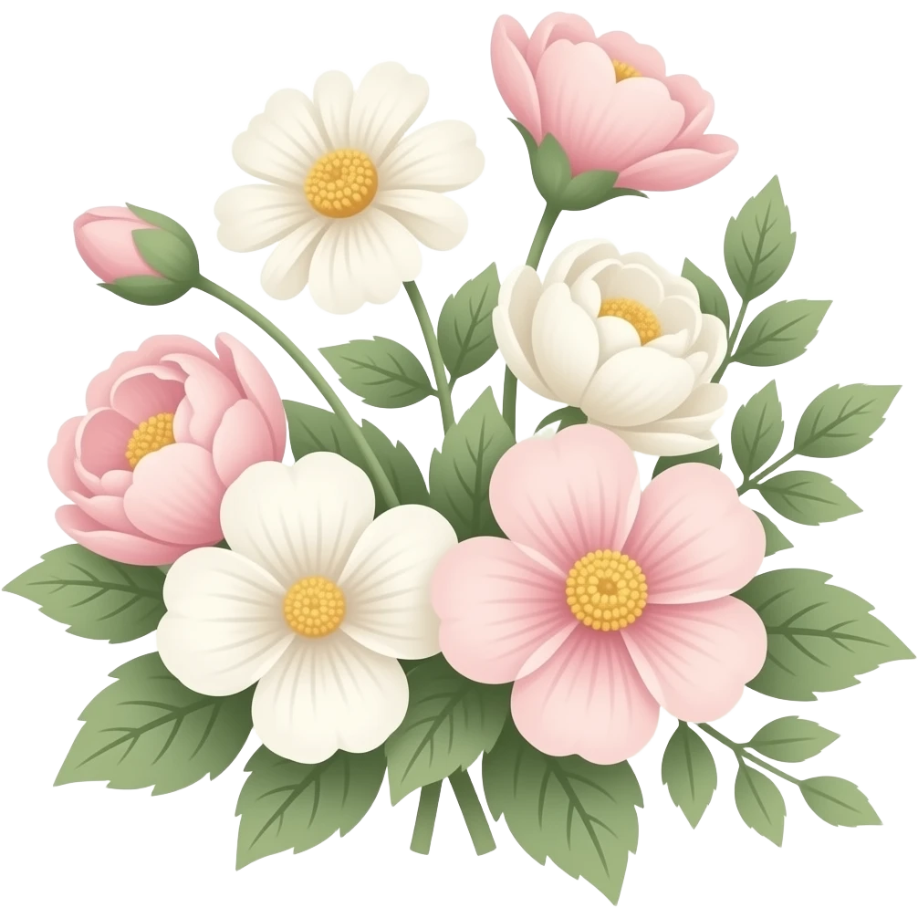 Old style flowers pastel colored emoji