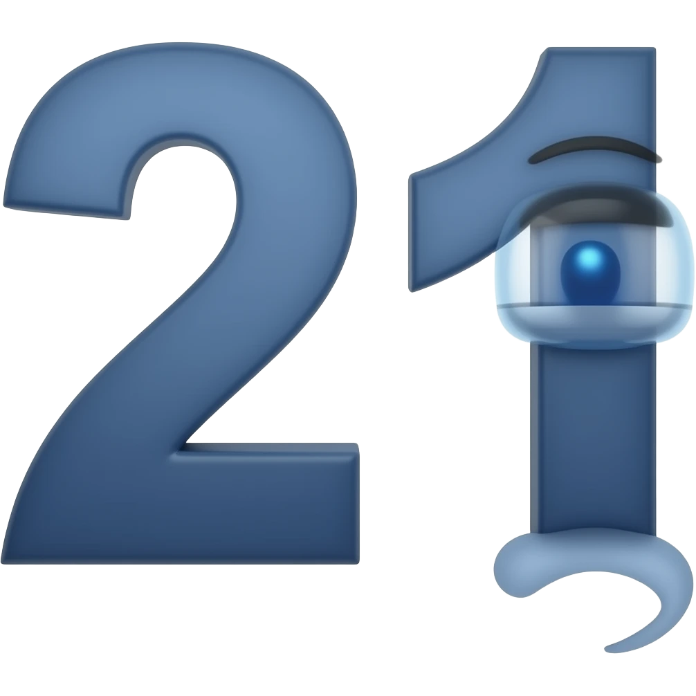 An indigo colored 21 and it looks bored remove the mouth emoji