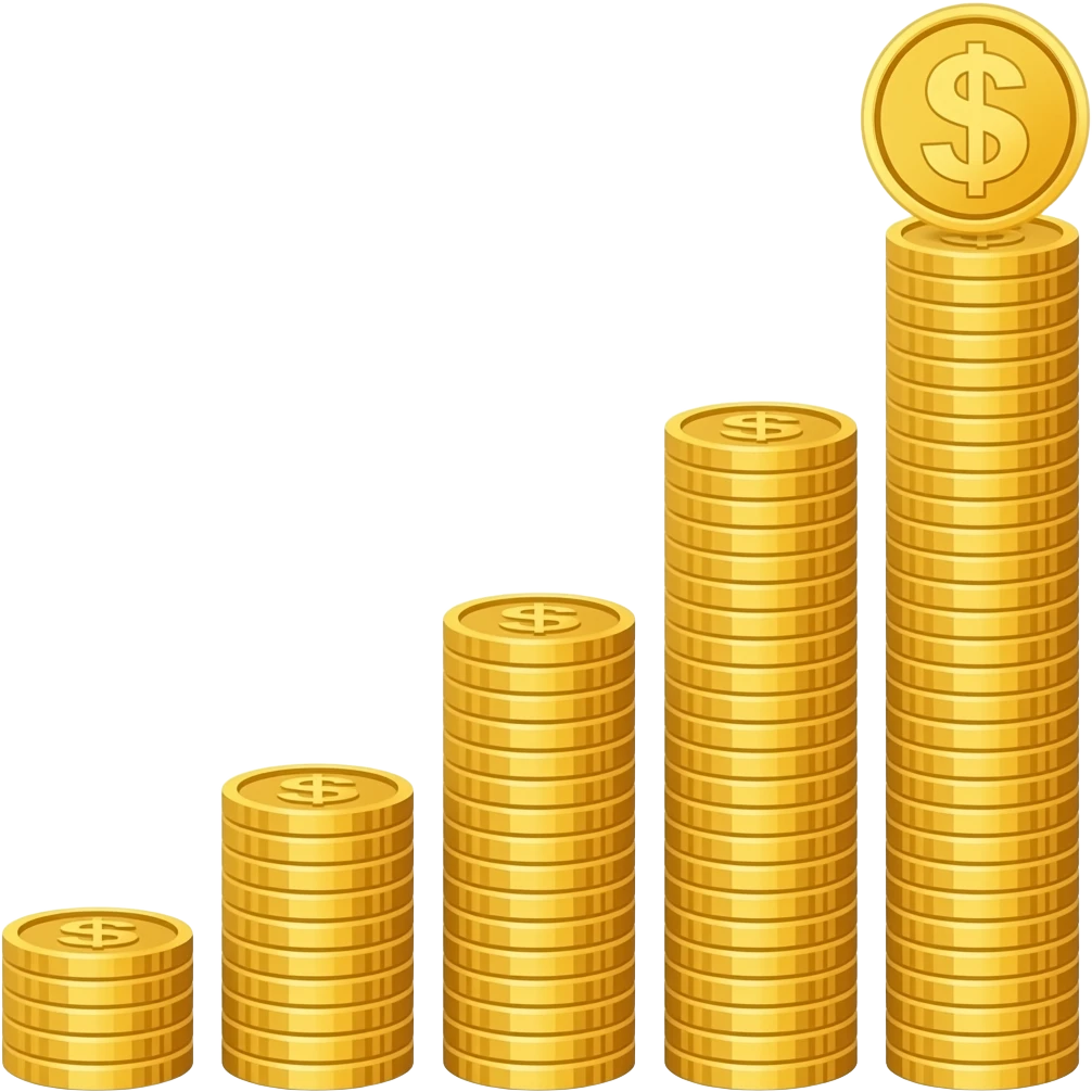 Sales chart with money coins emoji
