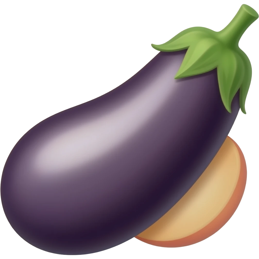 Aubergine avec une pêche emoji