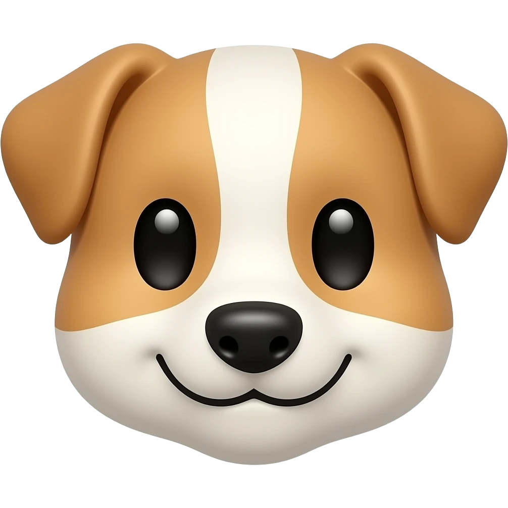 Cute cartoon puppy face with a normal smile and closed mouth emoji