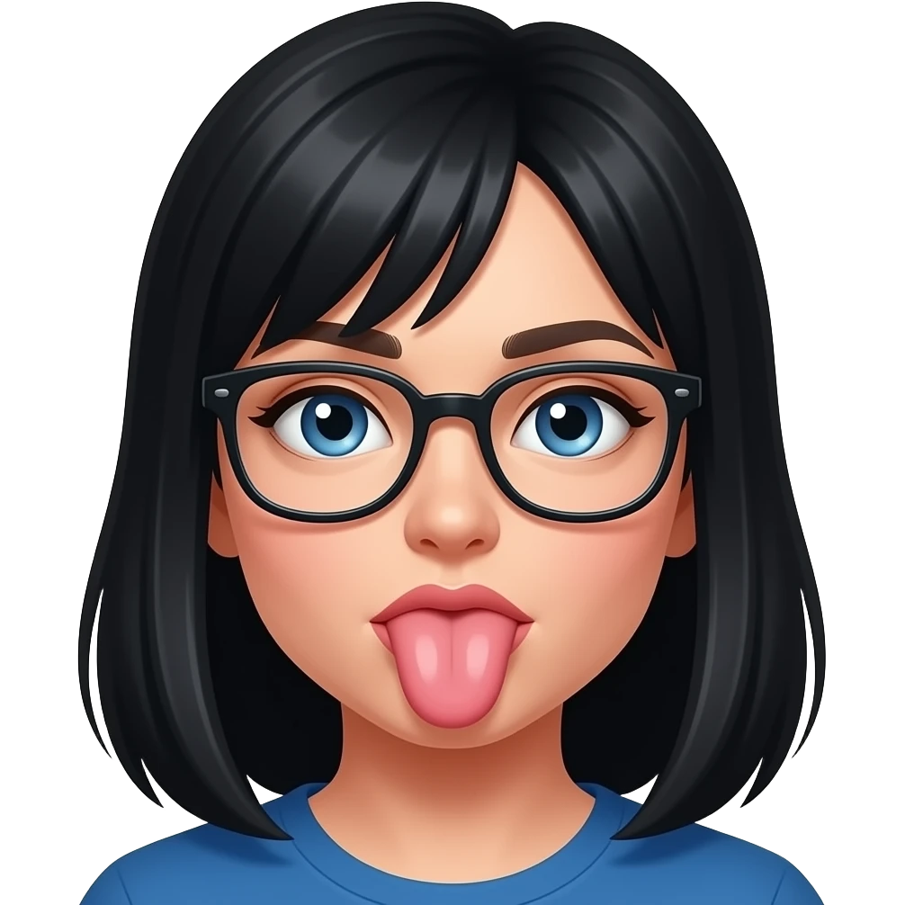 Submissive Ukrainian with black hair and blu eyes and glasses and a dick in her mouth emoji
