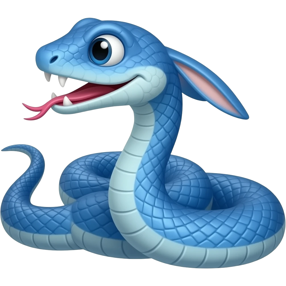Rabbit like teeth snake blue color emoji
