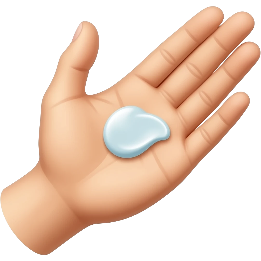 손 위에 올라간 자연컬러의 바디로션, 바디미스트, 바디워시 emoji