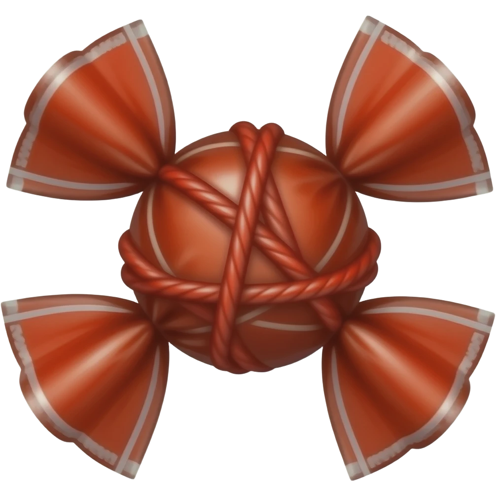 A red string wrapped around a candy emoji