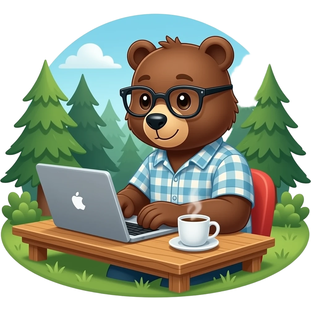 Bear working on computer emoji