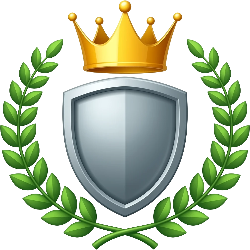 shield with a crown over it and a wreath surronding it emoji