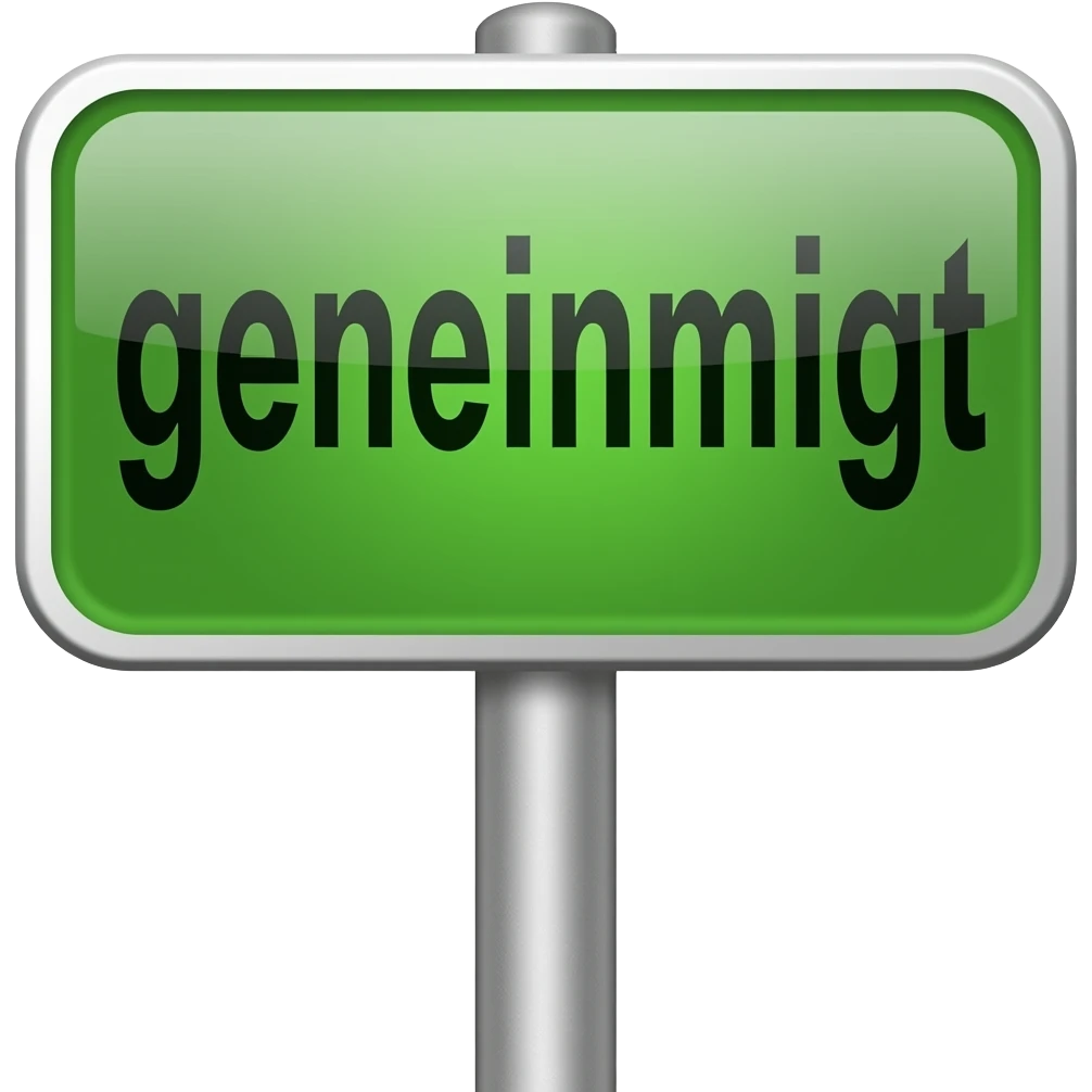 green placard with literallly written "genehmigt" emoji