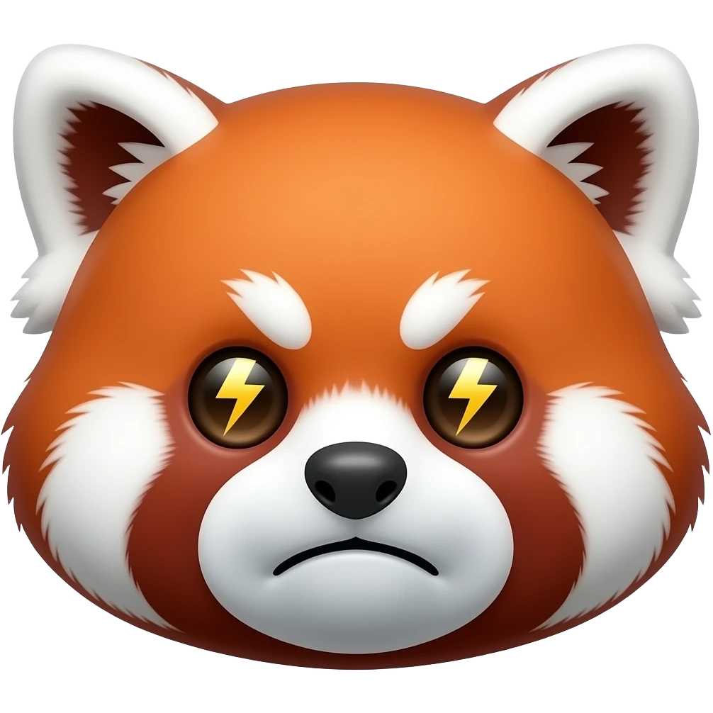 Angry face red panda, cartoon, thunder eyes emoji